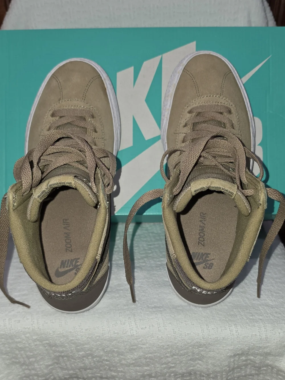 Nike SB Bruin Hi High Suede • Khaki Ridgerock Brown Blazer Women Shoes Size 7.5